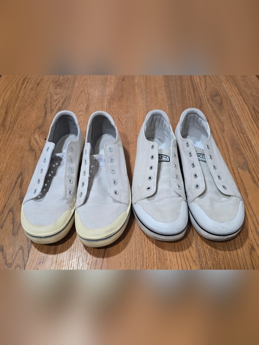 2-Pairs of KEEN Off-White Canvas Sneakers w/laces-Size 9.5